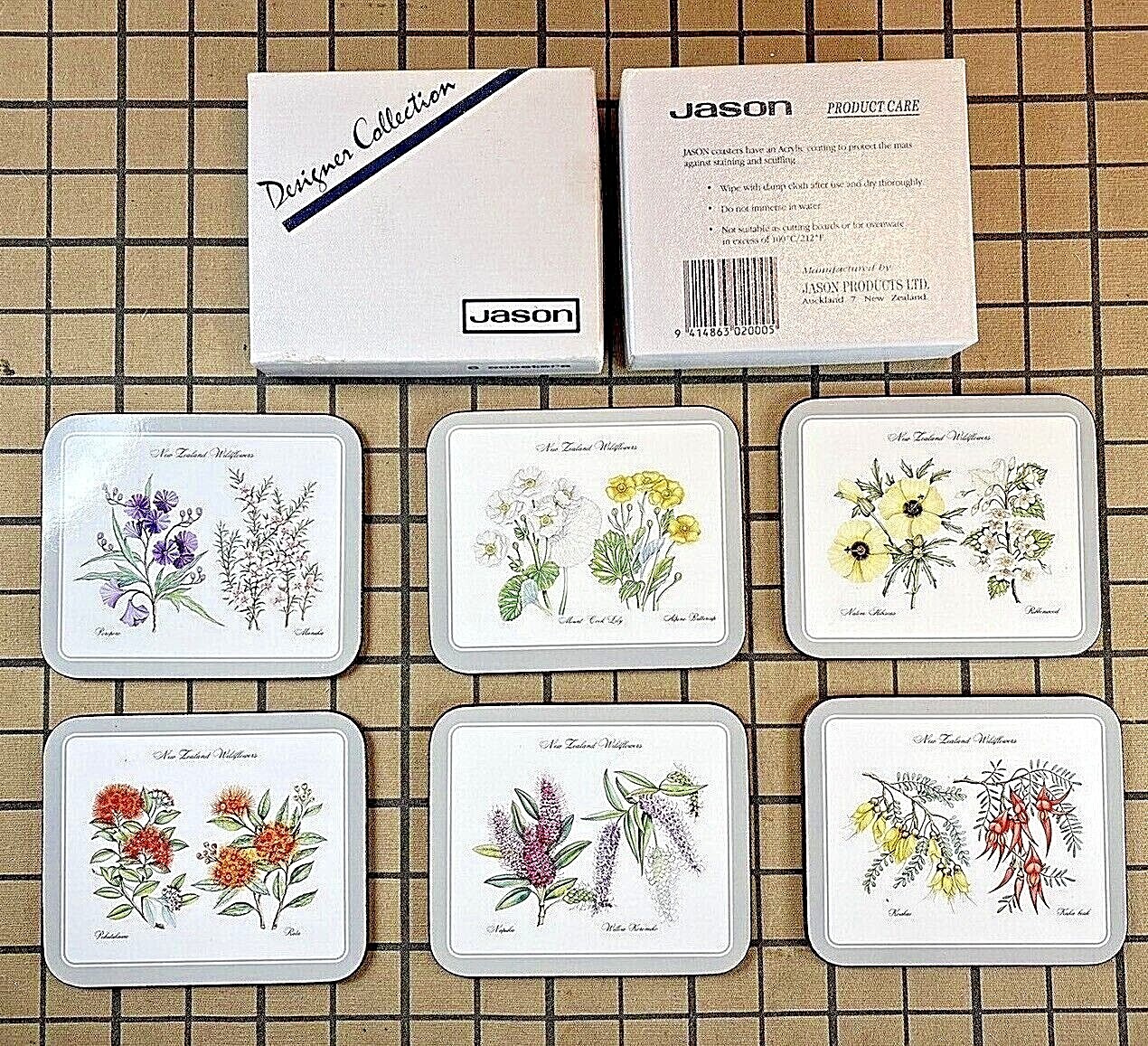 Set of 6 Jason Coasters New Zealand Wildflowers in Box Cork Backed eBay