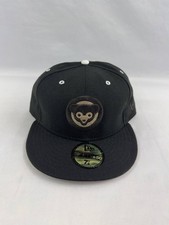 New Era 59FIFTY AT 50 Chicago Cubs Black Fitted Hat Size 7 7/8 Vintage Made USA