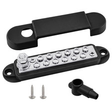 1/4" Stud Power Distribution Block Bus Bar with 12 x #8 Screws,  5.3" 12V 150A M