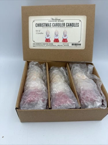 Vermont Country Store 3 CHRISTMAS CAROLER CANDLES Retro Gurley Style NIB - product listing photo