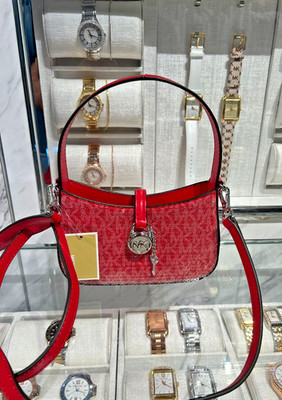 Michael Kors Lyra Extra-Small Signature MK Logo Crossbody Purse Bag Bright Red