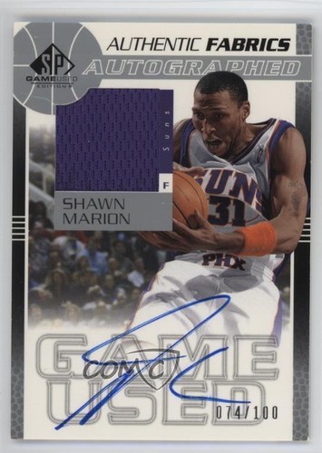 2003-04 SP Game Used Edition Authentic Fabrics Relic Auto 74/100 Shawn Marion