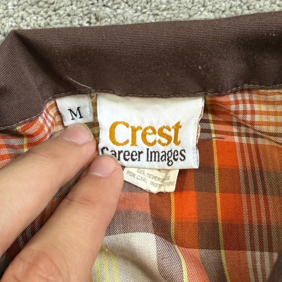 Vintage 70s Hardees Employee Uniform Shirt Plaid Career Images Restaurant Mens M - Image 4 of 4