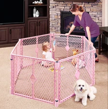 Toddleroo by North States Superyard Classic Baby Play Yard, Pink Plastic