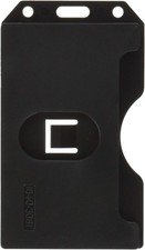 Black 2 Sided Rigid Multi Card Holder - Hard Plastic Vertical ID Badge Holder fo