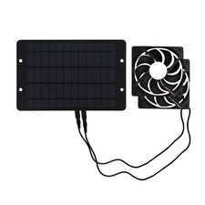 Solar Powered Exhaust Fan Kit, 10W 12V Solar Panel Dual Fan Greenhouse RV