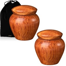 2 Packs Wooden Small Urns Human Ashes Keepsake, Mini Cremation Urn Adult Male