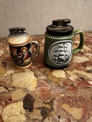 2 Vintage Barbotine Feuerzeuge / 2 Feuerzeuge Vintage Barbotine