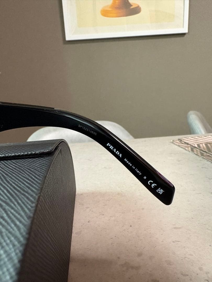 PRADA Square Frame Sunglasses Black Logo, Women's & Men's Used thumbnail 5