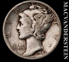 1942 Silver Mercury Dime - Scarce  Better Date  No Reserve  #L2755