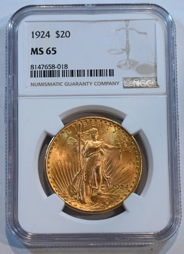 1924   MS65 !!!!  $20 St. Gaudens Gold  Double Eagle NGC graded!!!!