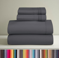 Luxury 1800 Microfiber Queen Sheet Set 4Pc Soft Deep Pocket Gray