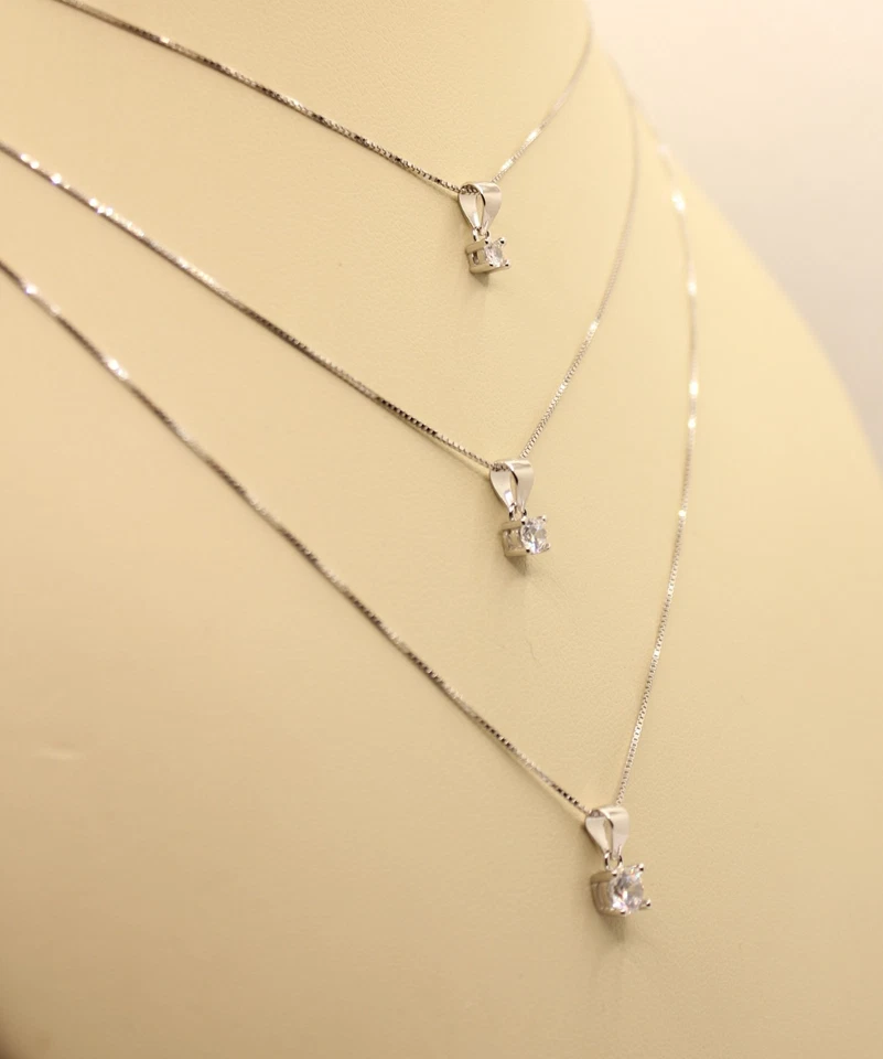 COLLANA ARGENTO A SCALARE TRE PUNTI LUCE ZIRCONI MM 3 MM 4 MM 5 CM 40 45 50 - Immagine 4 di 4