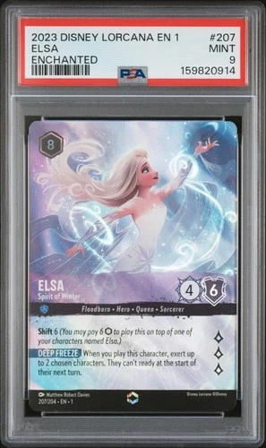 2023 DISNEY LORCANA THE FIRST CHAPTER ENCHANTED #207 ELSA SPIRIT OF WINTER PSA 9