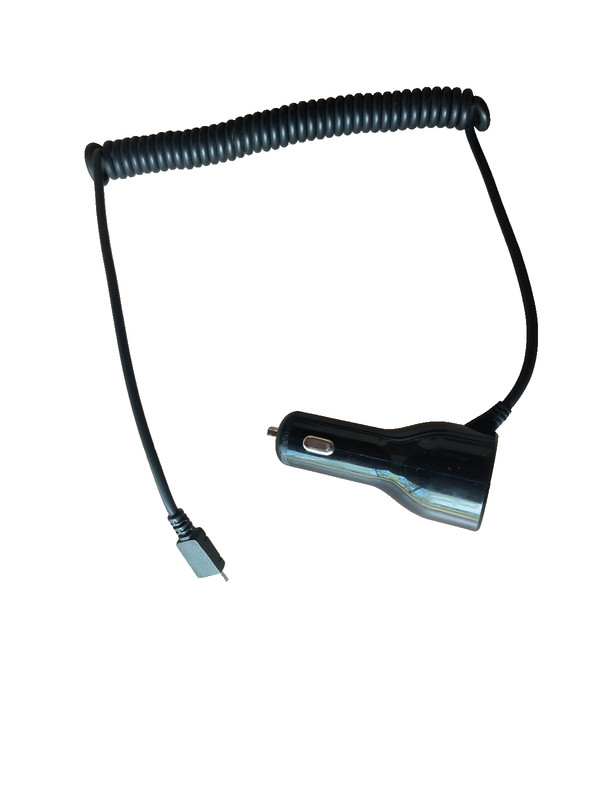 Two Charger Ports: (1) Micro B (2) USB A: Adapters to car auxilliary/lighter