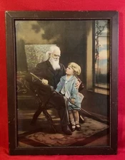 1912 Charles Darwin Antique Scientist Chromolithograph Lithograph Print vtg 9x11