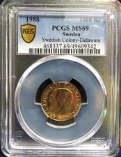 1988 Sweden Gold 1000Kr PCGS MS 69 Swedish Colony-Delaware *RARE* Top Pop 2/0