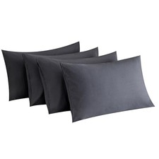 MINIPANDA Pillow Cases Set of 4 Queen Size - Super Queen Pack of 4 Dark Grey