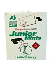 Junior Mints Crew Socks One Pair Fits Men 8-12 or Women 9-14 Gift Box Sockopath