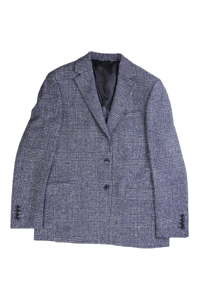 Moss Men's Blue Tailored Fit Check Blazer Size 42R