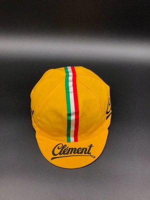 Clement Radmütze gelb Team Retro Vintage-Stil Rennen hergestellt in Italien APIS sehr guter Zustand