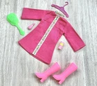 Peggy Ann Groovy Fashions Barbie Clone Doll Outfit Pink Dress & Boots Vtg 1960s