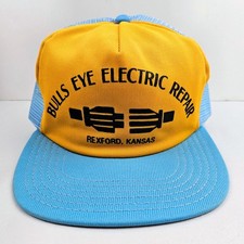 Vintage USA MADE Bullseye Electric Kansas Trucker Hat Snapback Cap