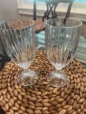 Set of 2 MIKASA Full Lead Crystal PARK LANE 7&frac14;" ICED TEA FOOTED GLASSES * MINT