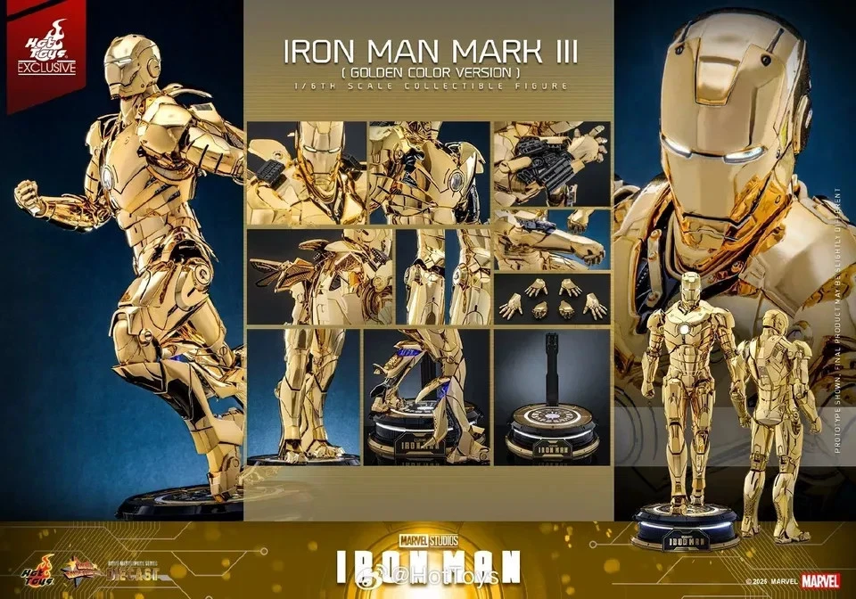 Iron Man Mark 3 III Color Dorado Exclusivo 1/6 Action Figure MMS764D69 Hot Toys