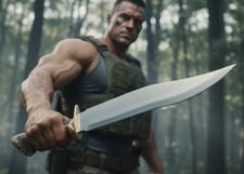 Coltello da caccia Bowie fatto a mano con manico in corno cervo