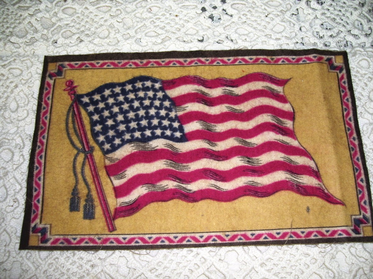 Antique Felt Tobacco Flag USA 48 State Stars