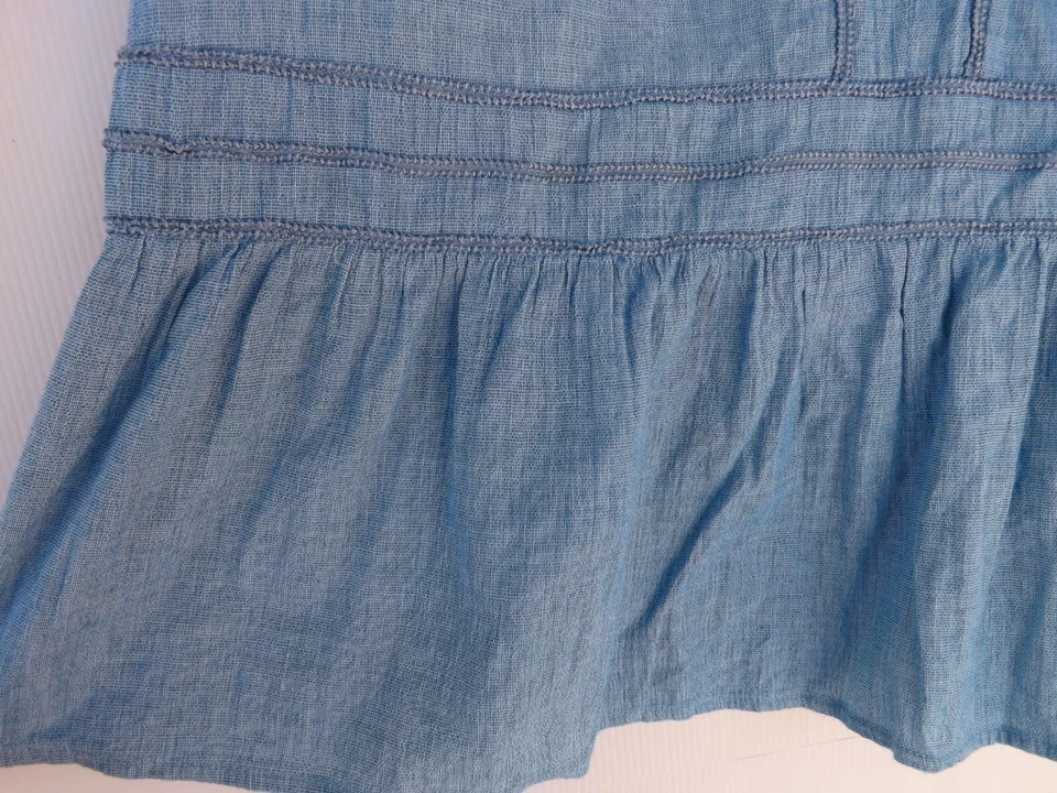 French Connection Top 14 Womens Blue Tassel Peplum Ruffle Tank Cotton Boho - image 4 of 4