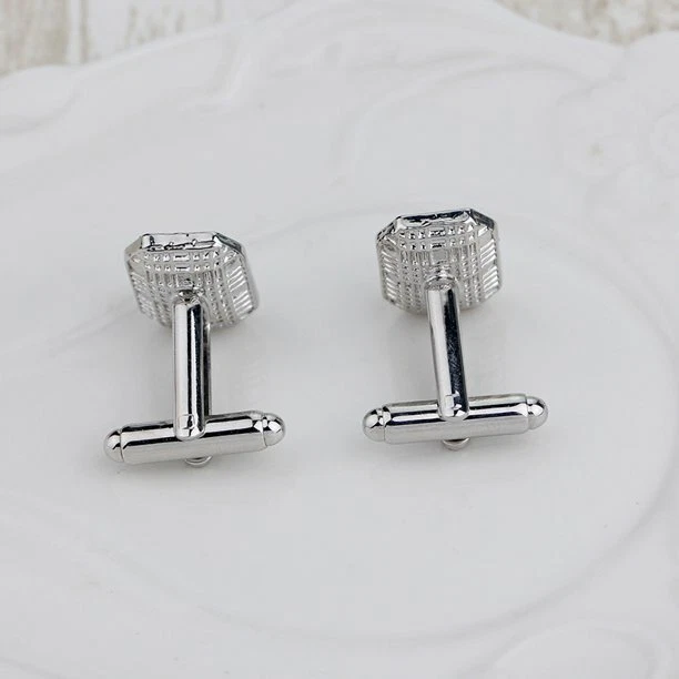 Juego de gemelos de plata pura 925 con forma de zafiro azul real para hombre en 925 SS Foto 4 de 4