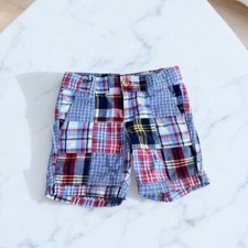 Janie and Jack Boy's Size 2T Coastal Blue Patchwork Cotton Shorts