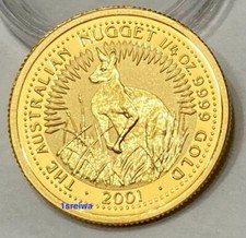 2001 1/4oz Kangaroo Nugget 999.99 Fine Gold Coin COA - Low Mintage Of 19,898 3460.00 per troy oz