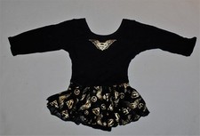 Girl Black Gold Nastia Skirted Leotard Ballet Dance Size XS 4/5