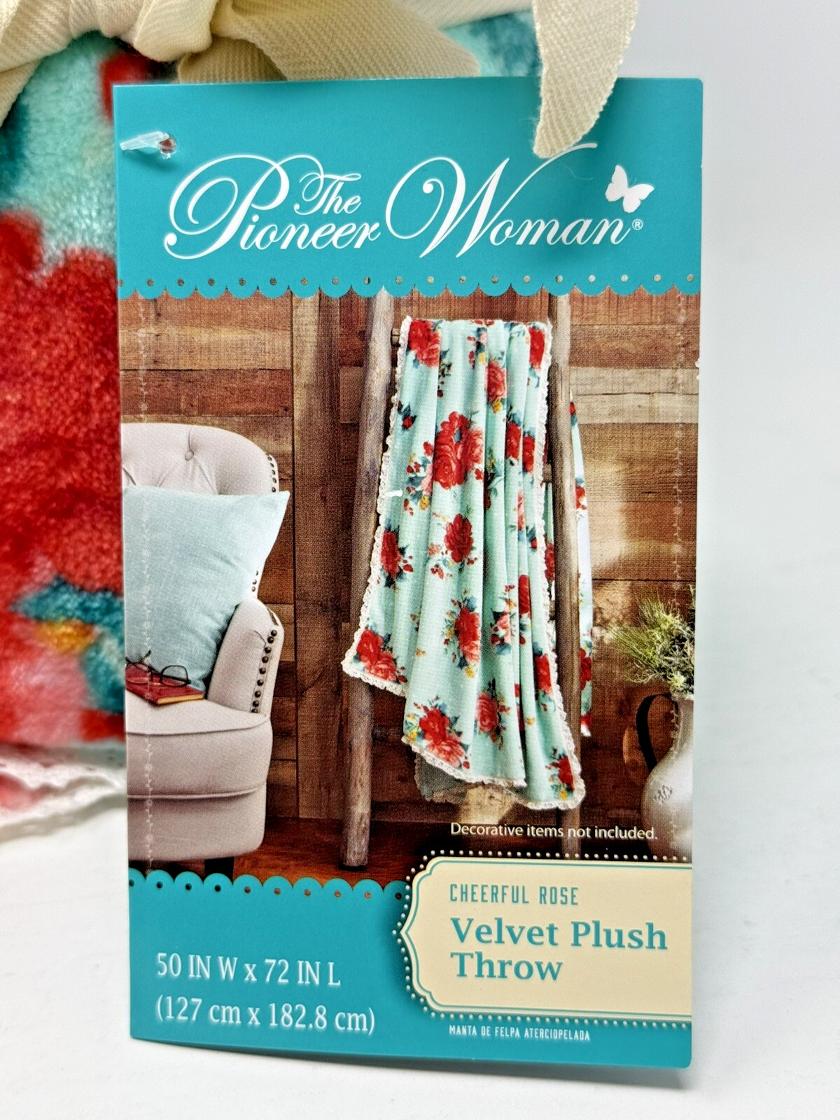 The Pioneer Woman CHEERFUL ROSE Velvet Plush Throw Blanket, 50" x 72"