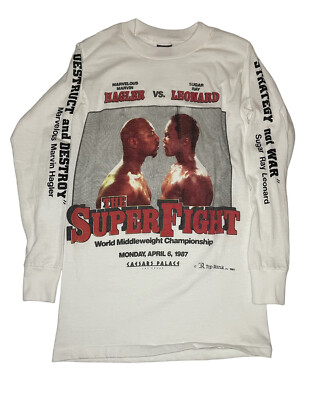 T-shirt blanc homme The Super Fight S Hagler Vs Leonard rare
