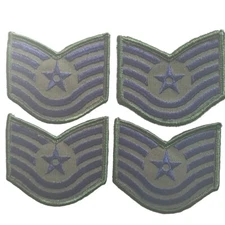 E6 Patches Two Pair USAF E-6 Air Force Tech Sergeant Stripes Rank 3" Subdued