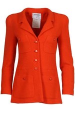 Chanel 1995 Wool And Cotton Blend Tweed Blazer Fr 38 Uk 10