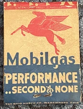 1940s Vintage Mobil gas Perform Second To None With Pegasus￼ Match Cover