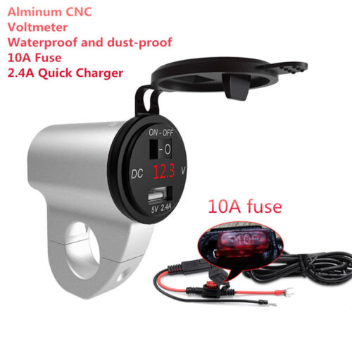 CNC Aluminum Waterproof Motor USB Charger Power Adapter Socket Voltmeter Display - Picture 1 of 12