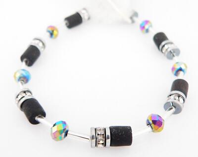 Armband Walzen Polaris Schwarz Glas Rondelle facettiert Multicolor Strass 600d