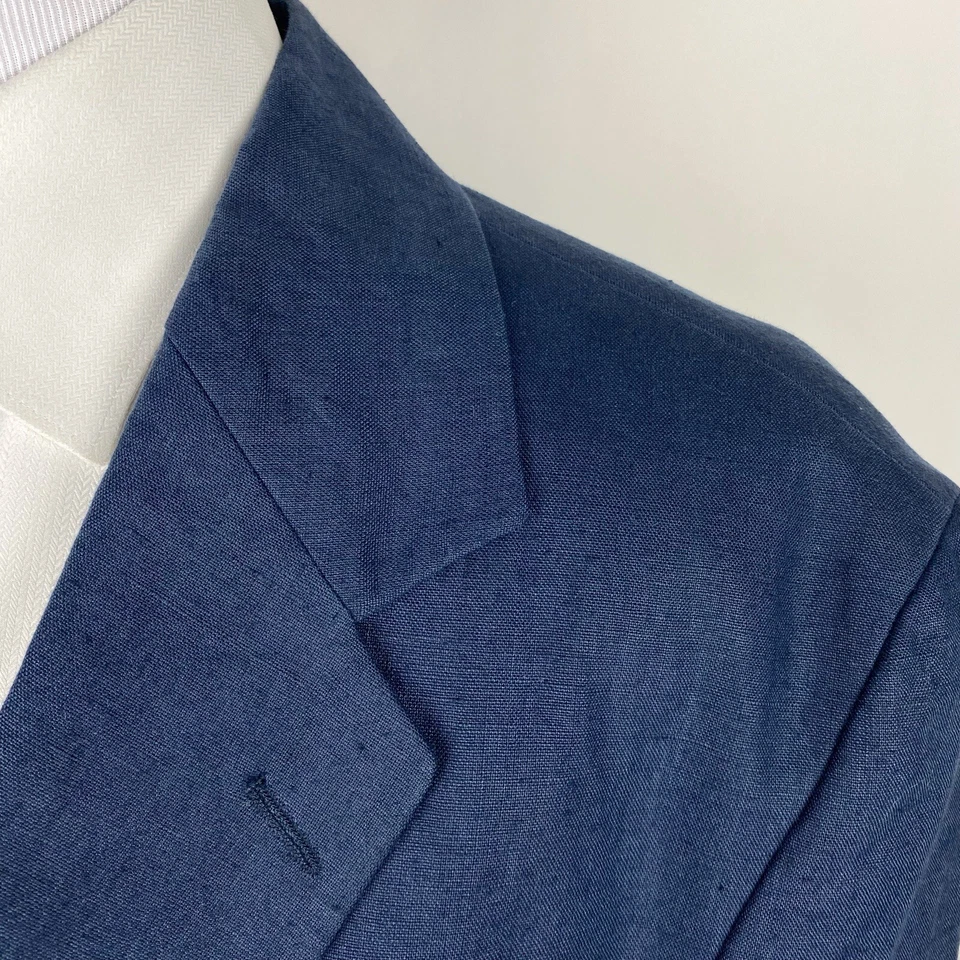 Structure 100% Linen Blazer Mens Small Casual Jacket Sport Coat Blue Two Button - Image 4 of 4