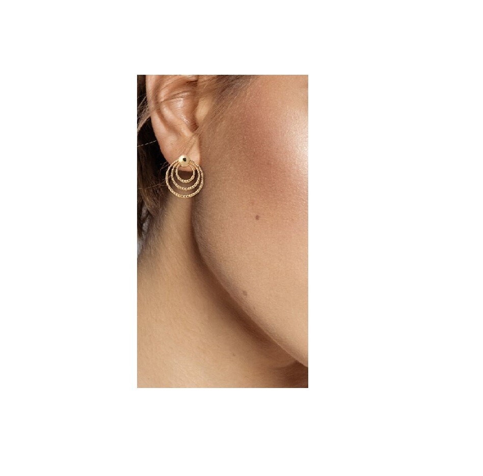 Boucles d'oreilles multi cercles billes plaqué or 750/000 anti-allergie
