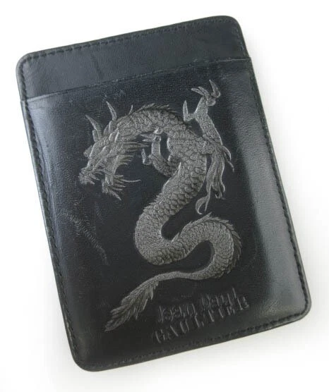 Jean Paul Gaultier JPG Gray Dragon Black Leather Card & Pass