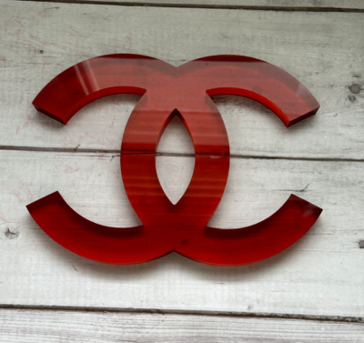 CHANEL LOGO Coco Mark Store Display Chanel Logo Red Rare | eBay