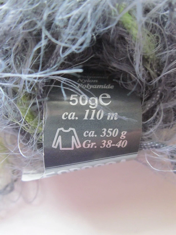 Lana Grossa Pep Tiger Eyelash Yarn #512 Grey / Lime Green ~ 1.75 oz. - Image 3 of 4