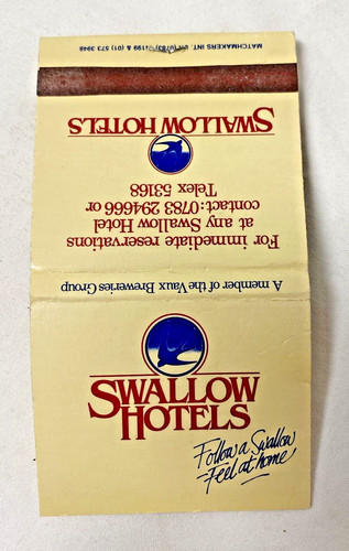 Swallow Hotels United Kingdom Matchbook Cover Blue Matches Out Of Business