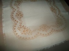 Omas Tischdecke Mitteldecke  79 x 79 cm  natur beige gewebt Retro Vintage